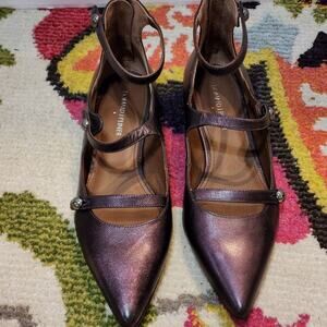 Donald J. PLINER Perez purple metallic leather‎ strappy flats size 8 new